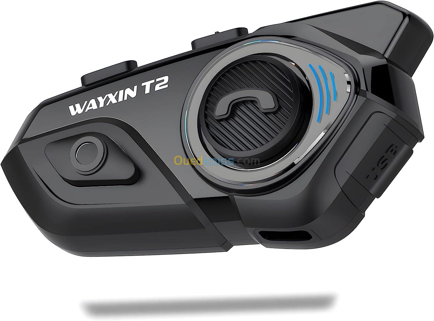 WAYXIN T2 Intercom Moto,Kit Mains Libres Bluetooth