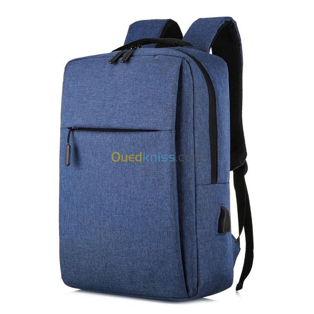 Sac à dos Tissu Oxford avec Emplacement Ordinateur Portable USB - Bleu