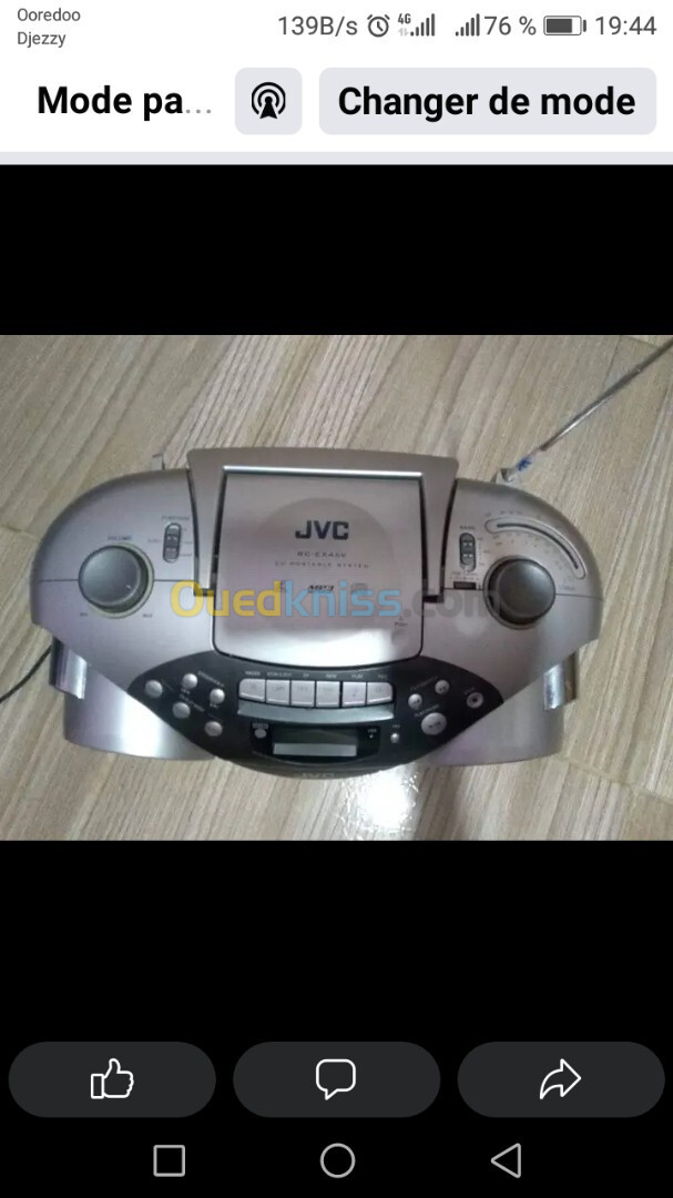 Radio cd DVD cassette JVC 