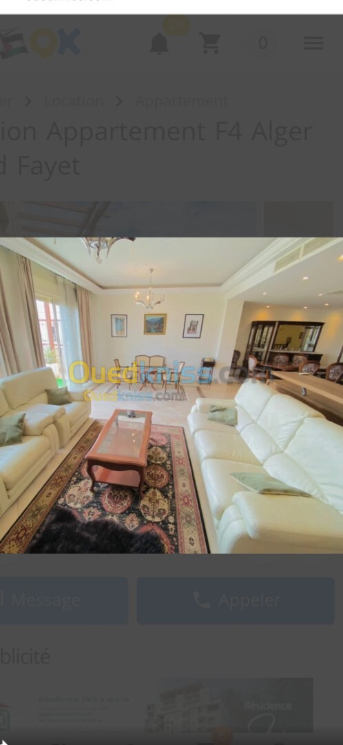 Location Appartement F4 Alger Ouled fayet