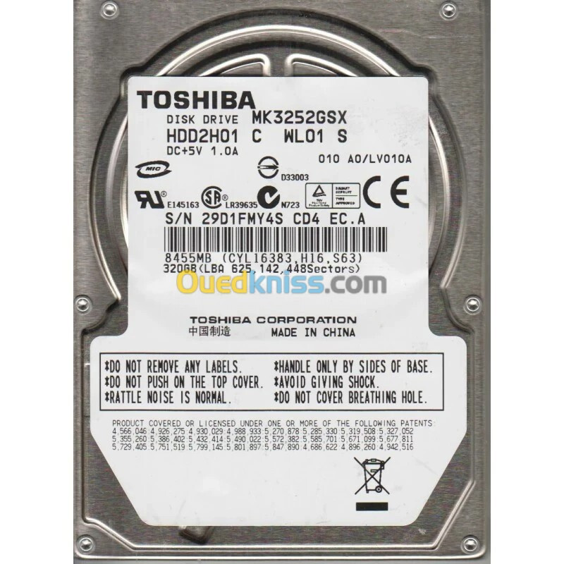 DISQUE DUR HDD INTERNE 3.5" 250GB  / 320 GB /  500GB  /   1TB  SATA WD/SEAGATE/HITACHI/TOSHIBA  VENTE EN GROS !