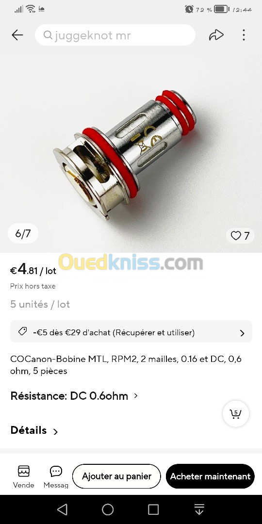 Résistances cigarette électronique rpm 2