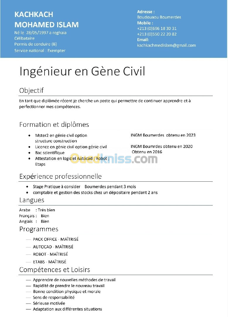 Ingénieur en génie civil 