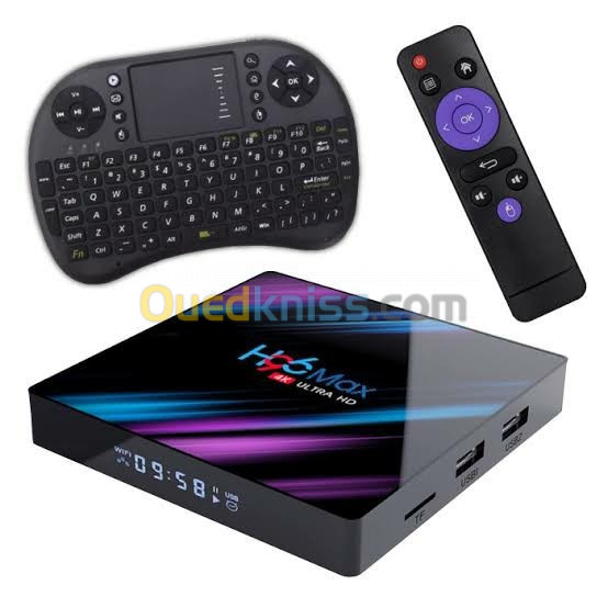 TV BOX Android H96 Max 4K Kodi 4 Go de RAM Stockage de 64 Go + clavier sans fil