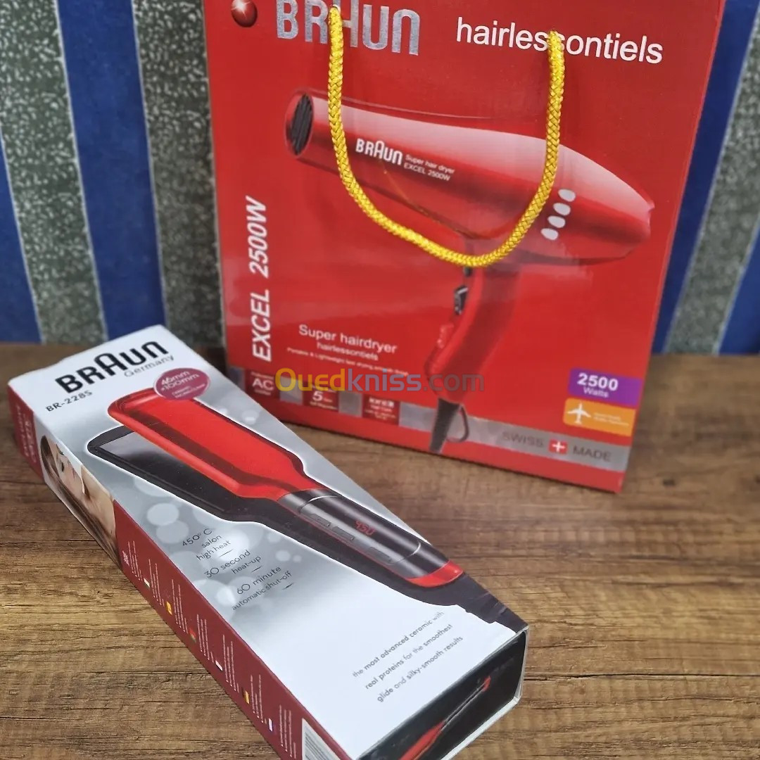 Pack lisseur + séchoir braun rouge 