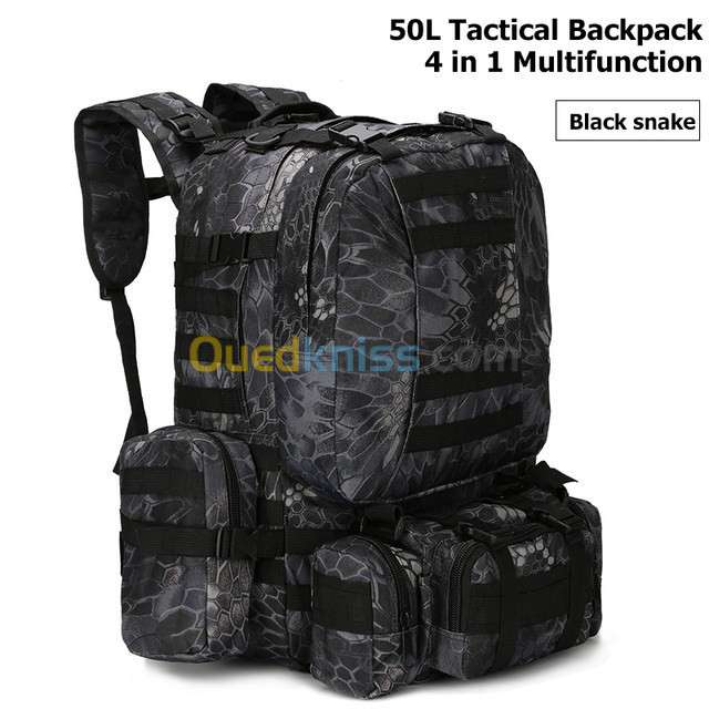 Sac à dos Camouflage Black Python 4en1 50L