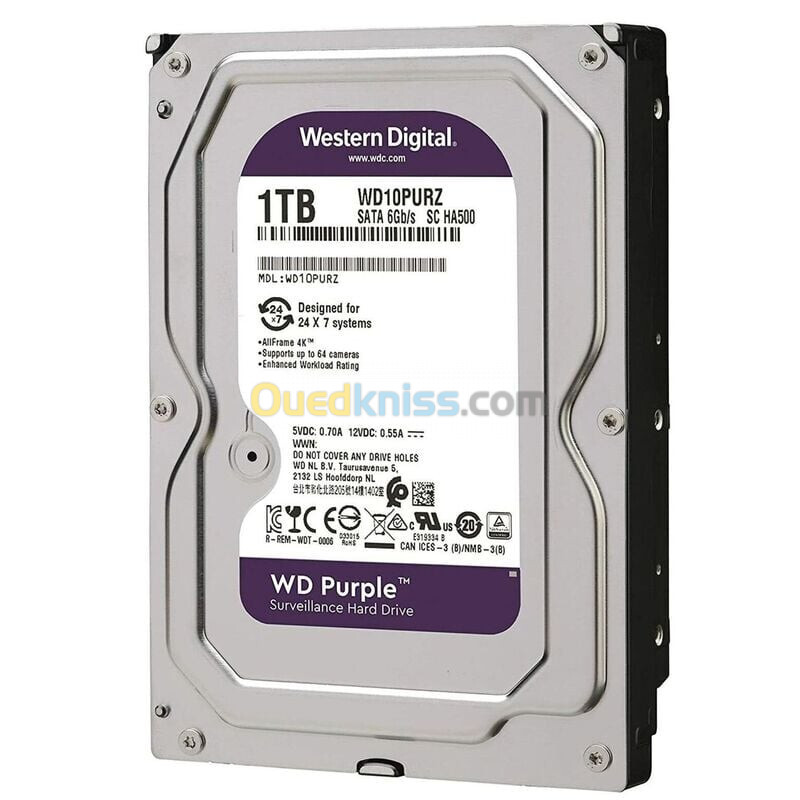 DISQUE DURE WESTERN DIGITAL 1 TB PURPLE