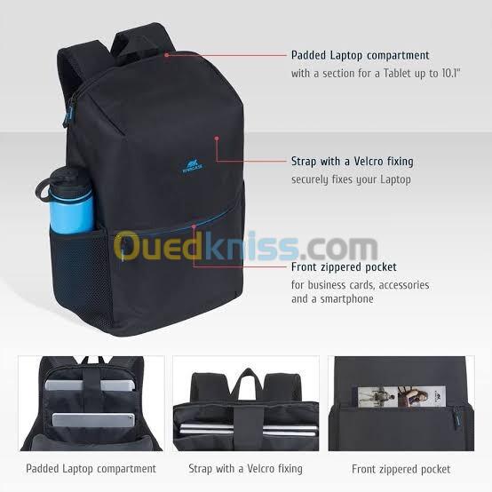 Sac a dos porte L'aptop RIVACASE 8068 (15.6'') fourni pack avec gurde on inox