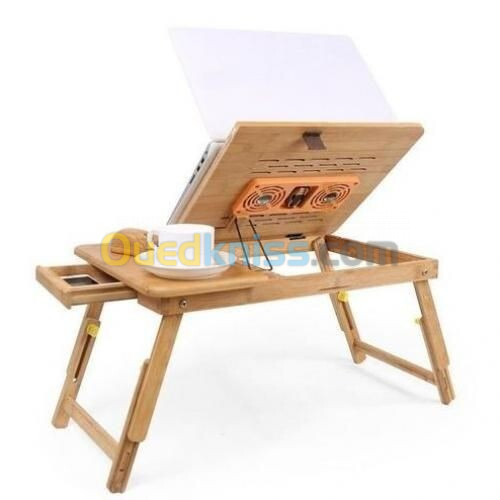 table Laptop Ordinateur Portable et mac book on Bois Bambou Pliable avec Ventilateur capsys BM60 