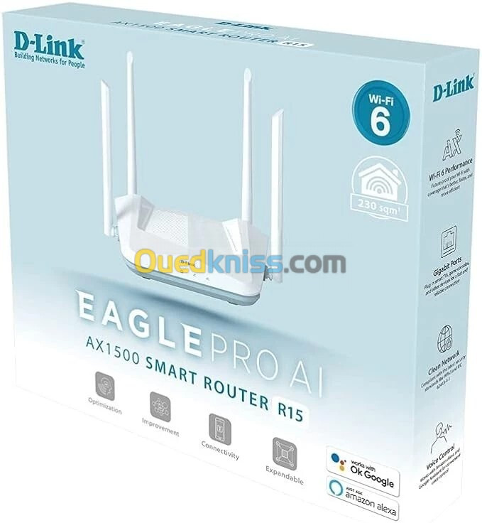 Point d'Accès Router D-Link Wi-Fi 6 AX1500 Eagle Pro AI Smart R15