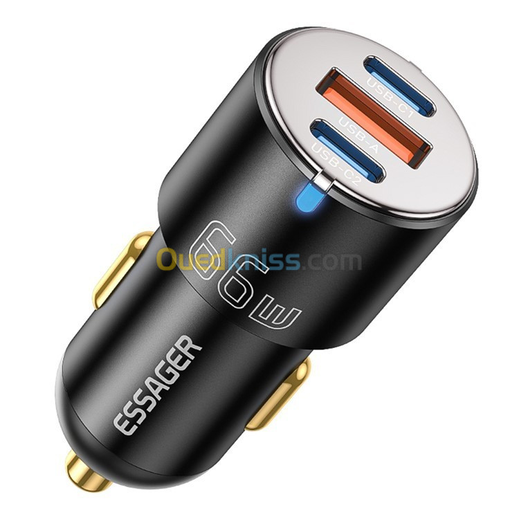 Chargeur Auto ESSAGER 66W Double Port USB TYPE-C Et TYPE-A NOIR