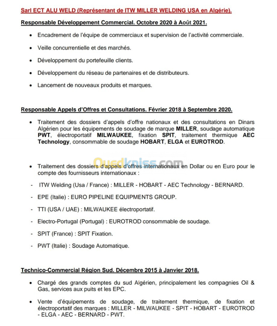 Responsable commercial / Directeur commercial 