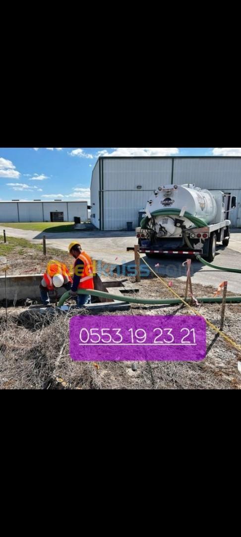 Vidange fosses, debouchage d'egouts, Camion débouchage curage nettoyage..