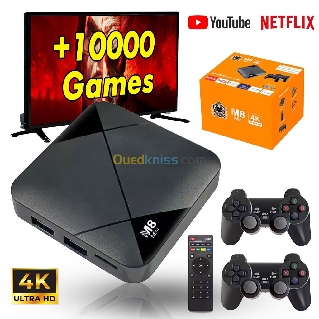 Mini Portable Game Box 4K Android TV BOX Video Gaming Console 10000 Games 64GB