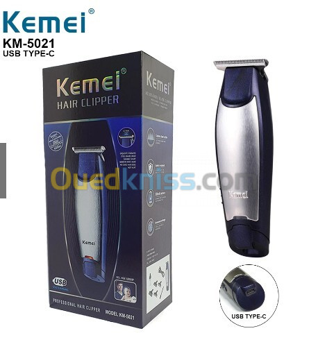 Kemei Hair Clipper Cordless USB Type-C Charger الة حلاقة كيمي 