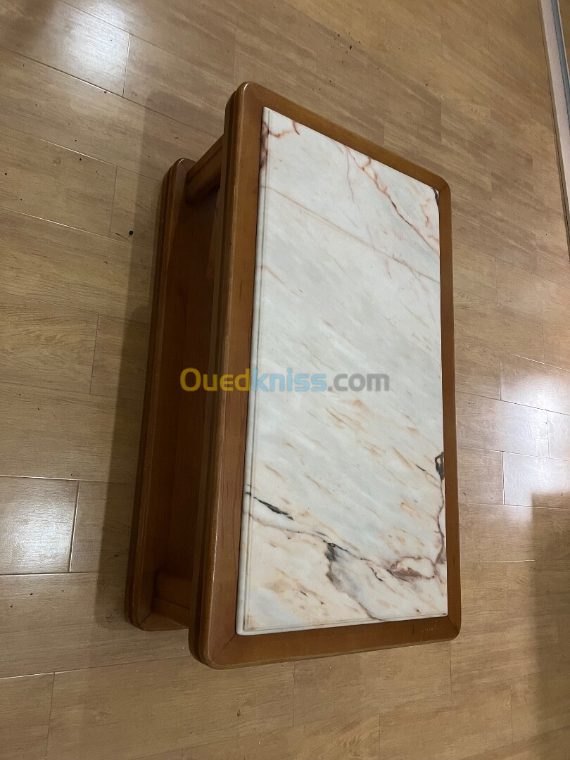 Table Basse En Bois Hêtre Haute Qualité Avec Plateau De Marbre 