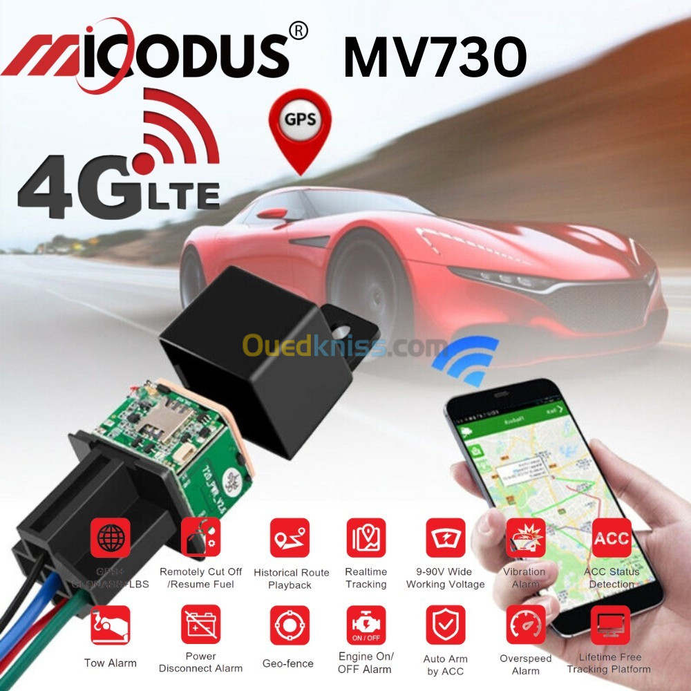 Relais GPS de suivi de voiture, moto, camion, taxi, bus Micodus MV730 