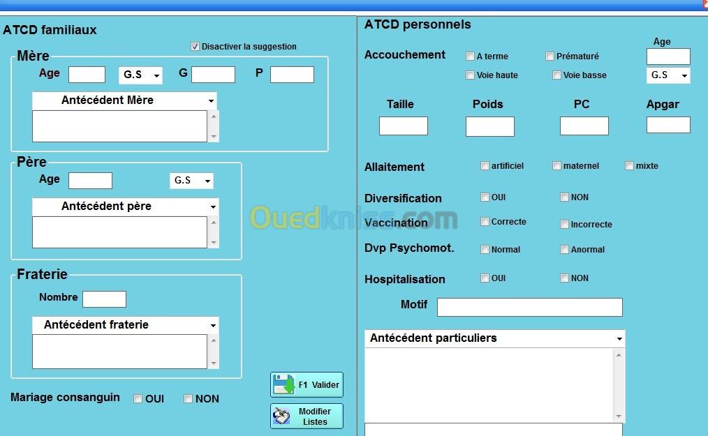 Logiciel clinique de pédiatrie