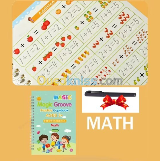 4 Livres Cahier d'apprentissage- Math ,Drawing, Number, Alphabet