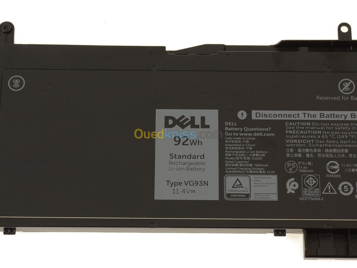 BATTERIE DELL VG93N FOR LATITUDE 5495 - 5490 - 5591 PRECISION 15 3520 - 3530 - M3520 ORIGINAL