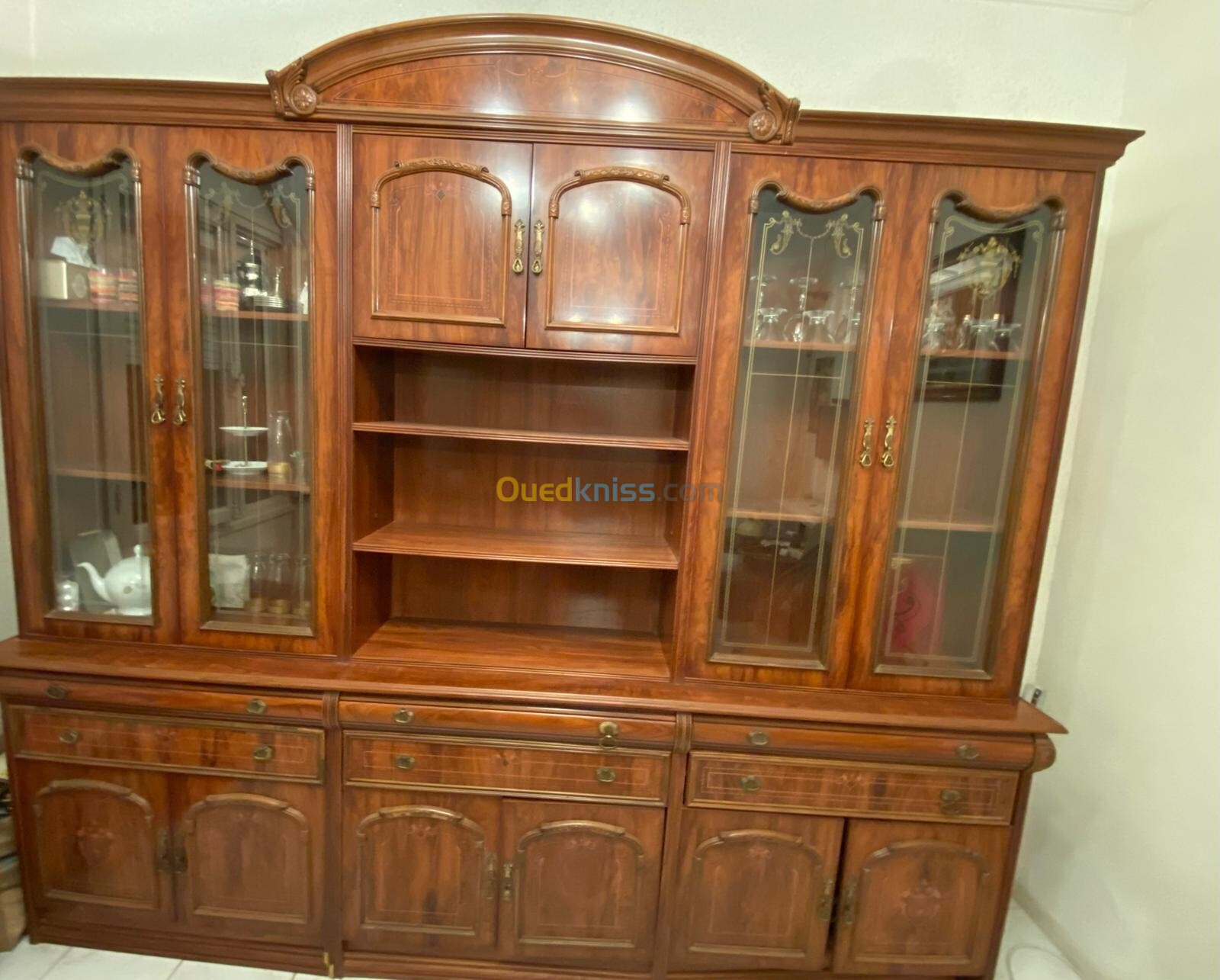 Table + Bibliothèque bois italien