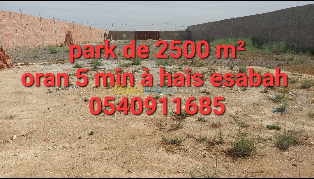 Park à louer 2500m2 oran sarimi 5 min a hais esabah 