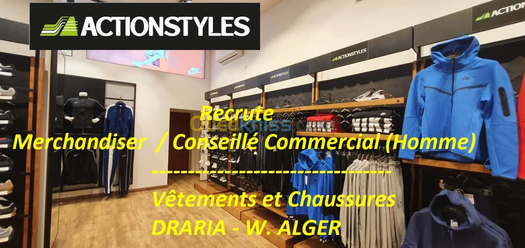 Commercial , Marchandiser , Gestionnaire Stocks et Caissier