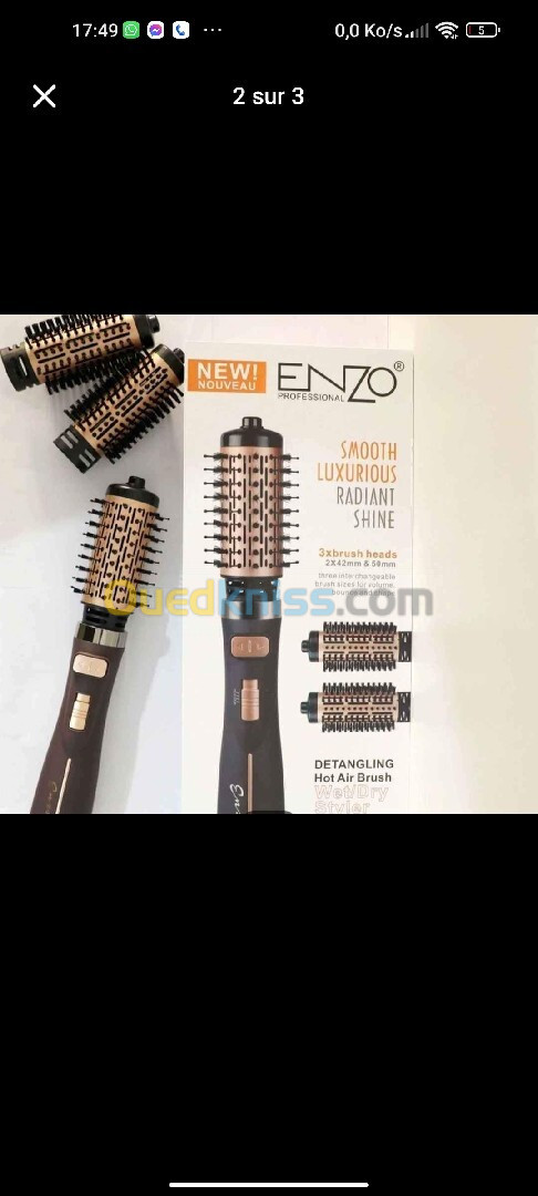 Brosse chauffante est soufflante Enzo original mode Italie Avec trois tête relative jamais utilisé 