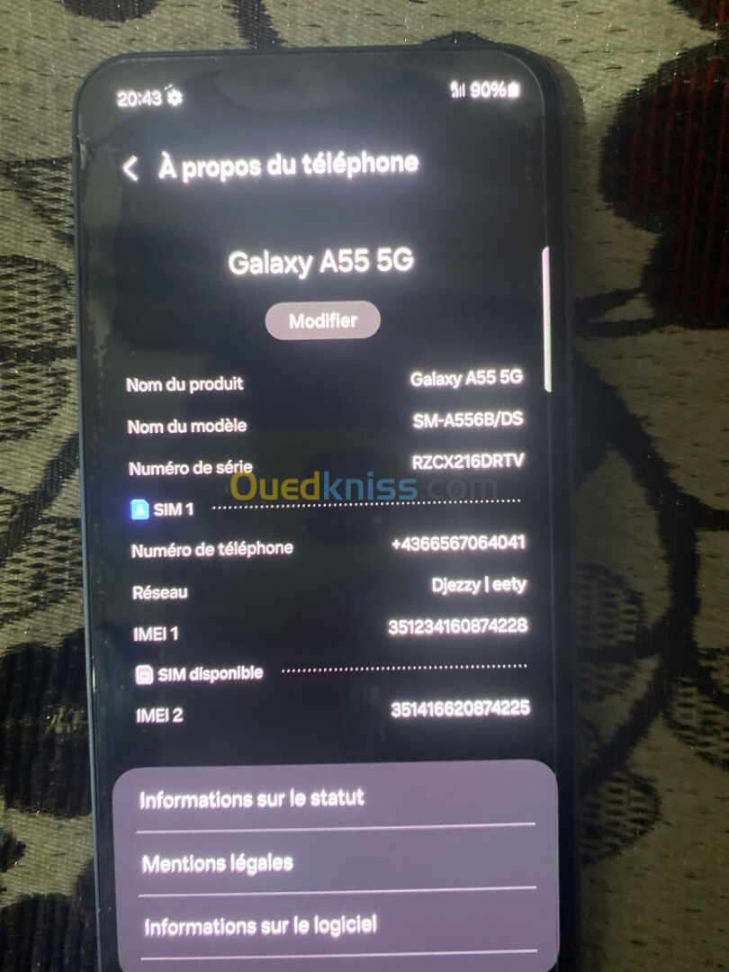 Samsung a55 5G La ram 8  128Go