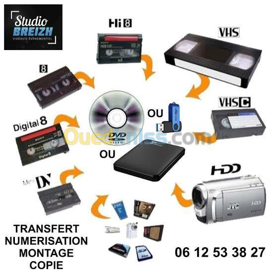 TRANSFER K7 VHS 8mm mini DV