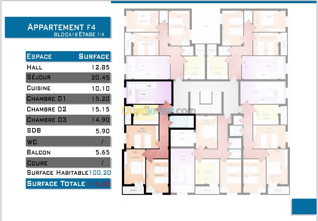 Vente Appartement F4 Alger Bordj el bahri