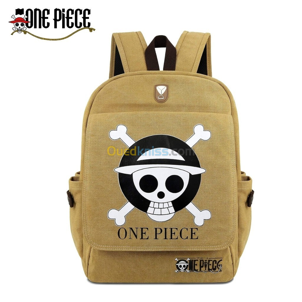 Sac à Dos Anime One Piece en Toile Kaki avec Trou pour écouteurs