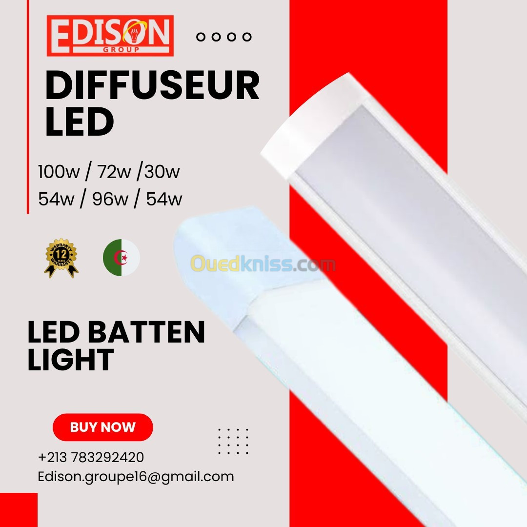 riglette led 72w 100w  diffuseur  