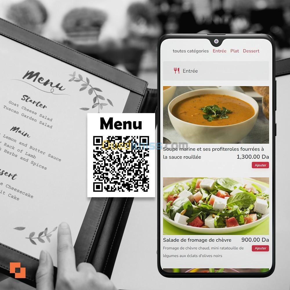 Menu Digital pour les restaurants,pizzerias et hôtels