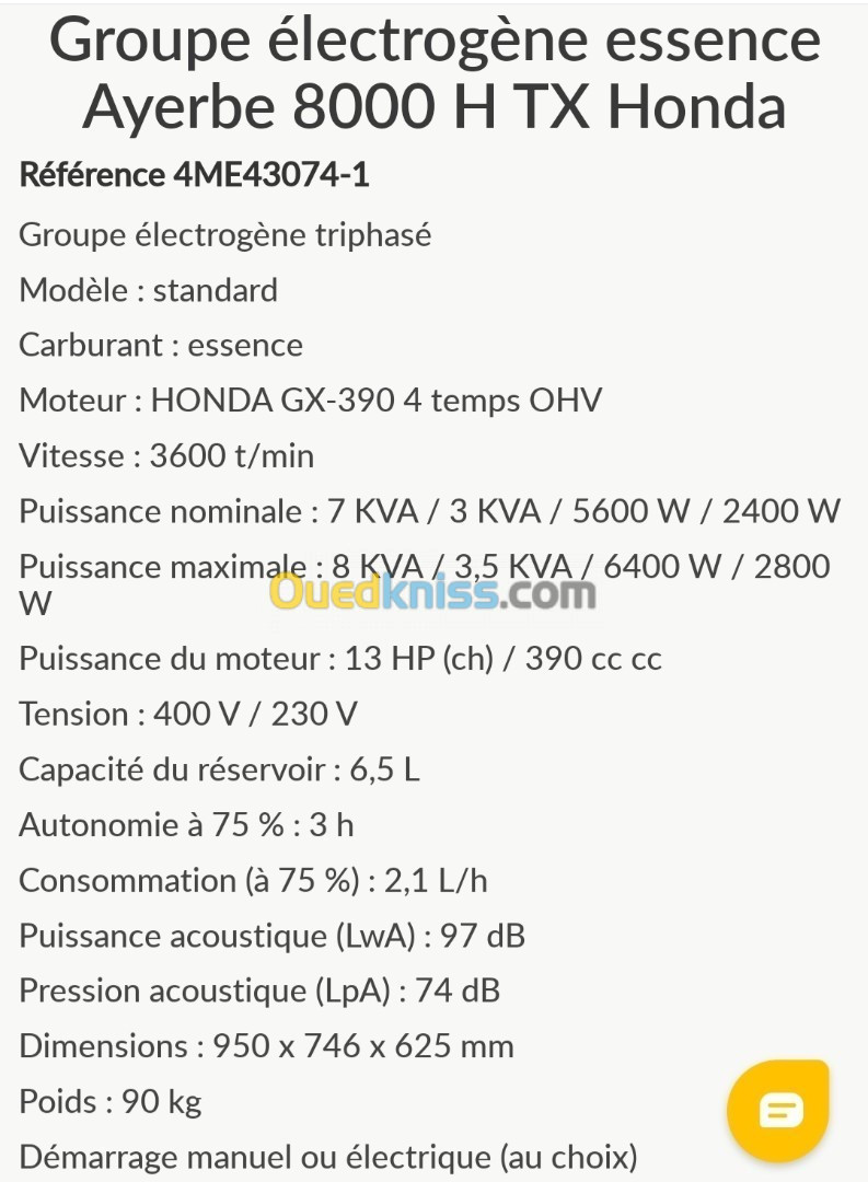 Groupe Électrogène Essence 8000 H TX AYERBE ORIGINAL