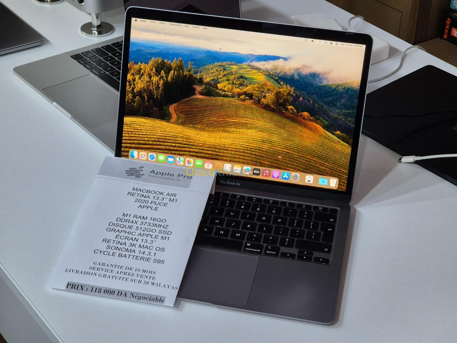 MAC BOOK AIR RETINA 13.3 M1 16GO 512GO SSD CYCLE 589