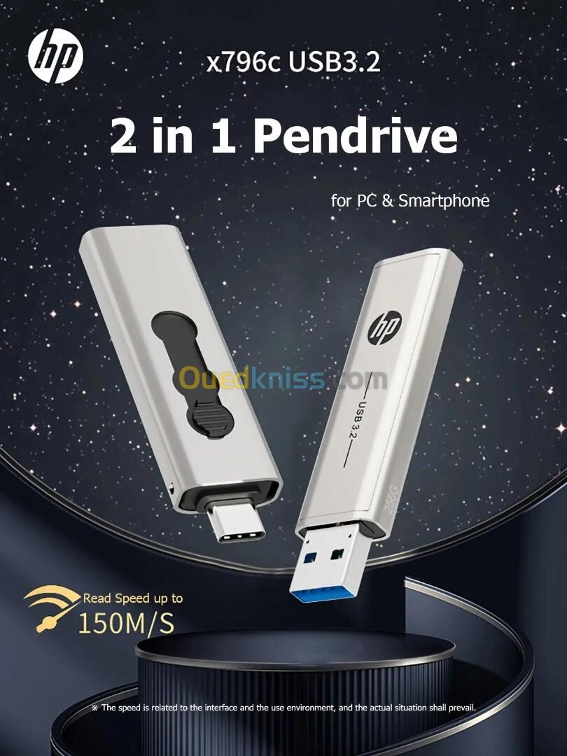 أصلي HP-Clé USB 3.2 de type c,  mémoire  128gb haute vitesse X796c