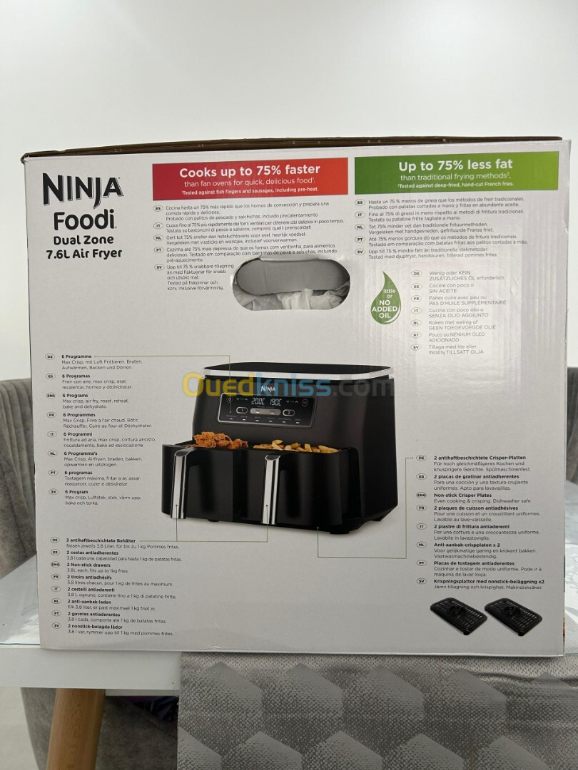 Airfryer NINJA , 2 Tiroirs,6-En-1 AF300EU- 7.6L - 2500W