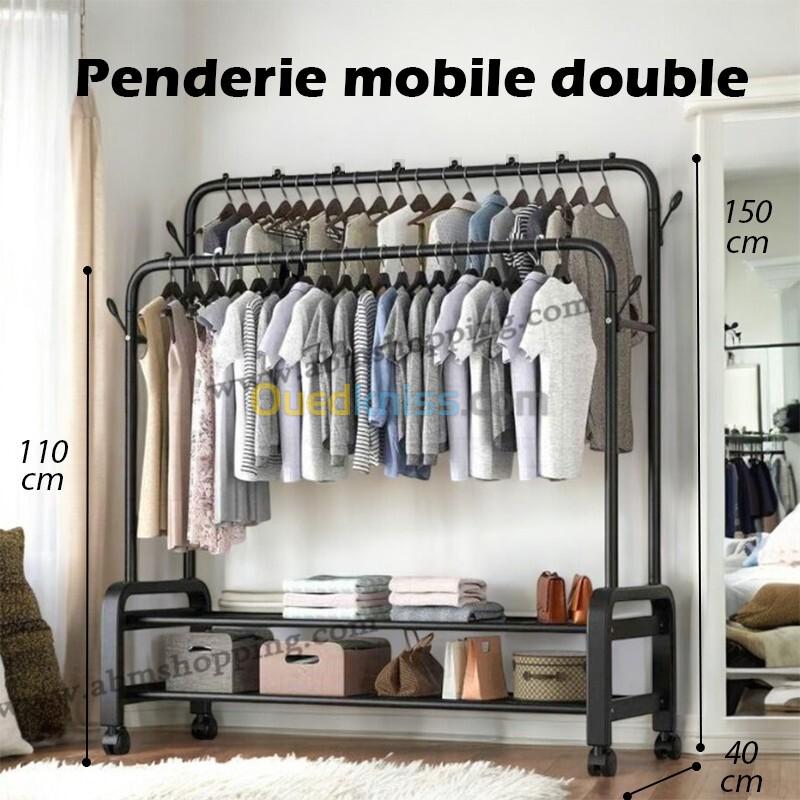 Penderie mobile double 110x150x40cm fabriqué en acier inoxydable trés solide 