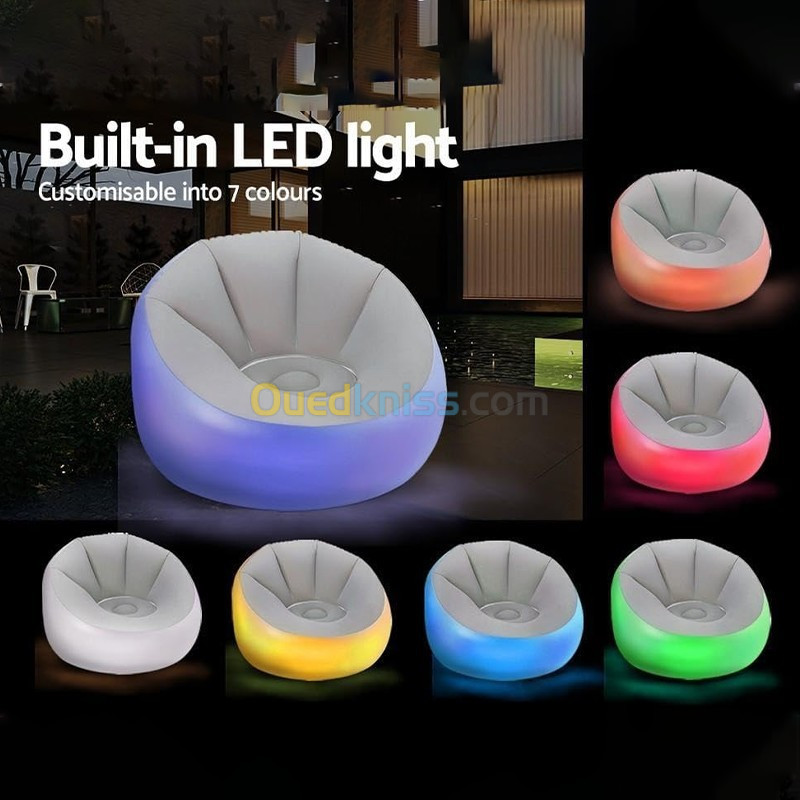 Pouf Gonflable avec Led Incorporée 7 Couleurs 102x97x71cm  Bestway