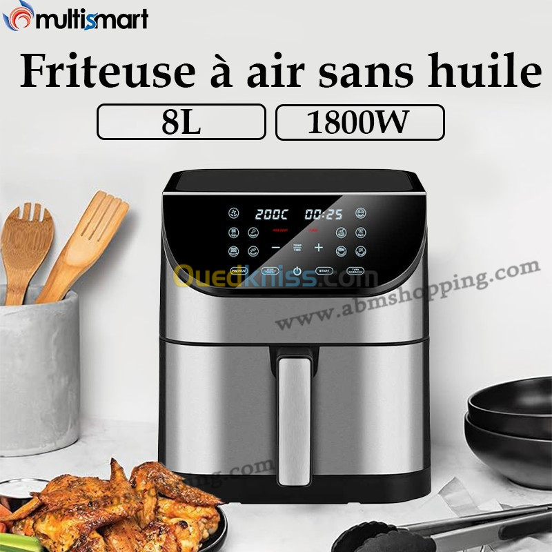 Friteuse à air sans huile 8L / 1800W | MULTISMART Air FRYER  القلاية الهوائية 