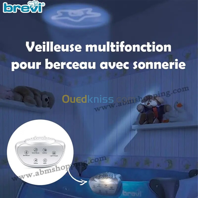 Veilleuse multifonction pour berceau avec sonnerie | BREVI