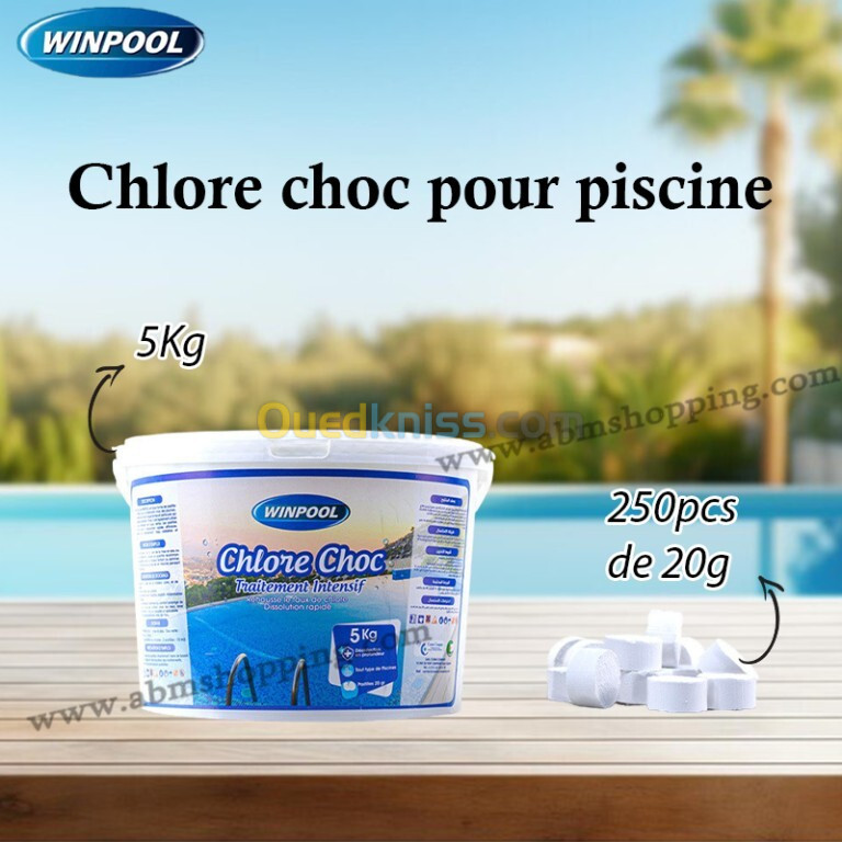 Chlore choc 5kg 250pcs de 20g pour piscine | WINPOOL