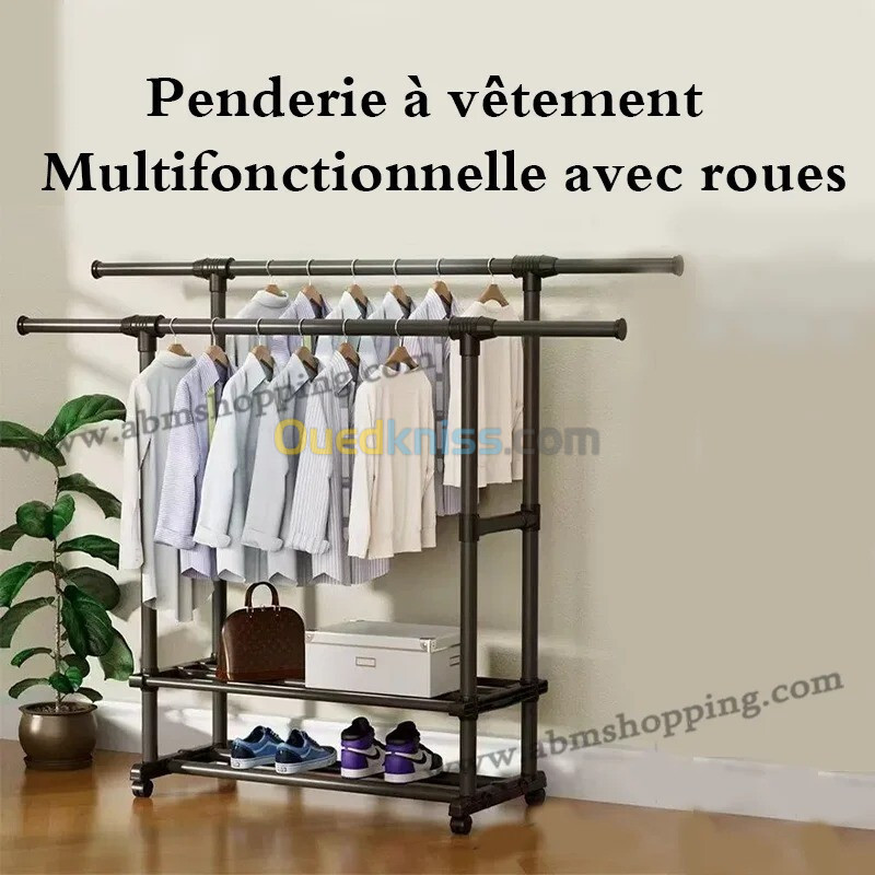 Penderie A Vêtement Multifonctionnelle avec roues