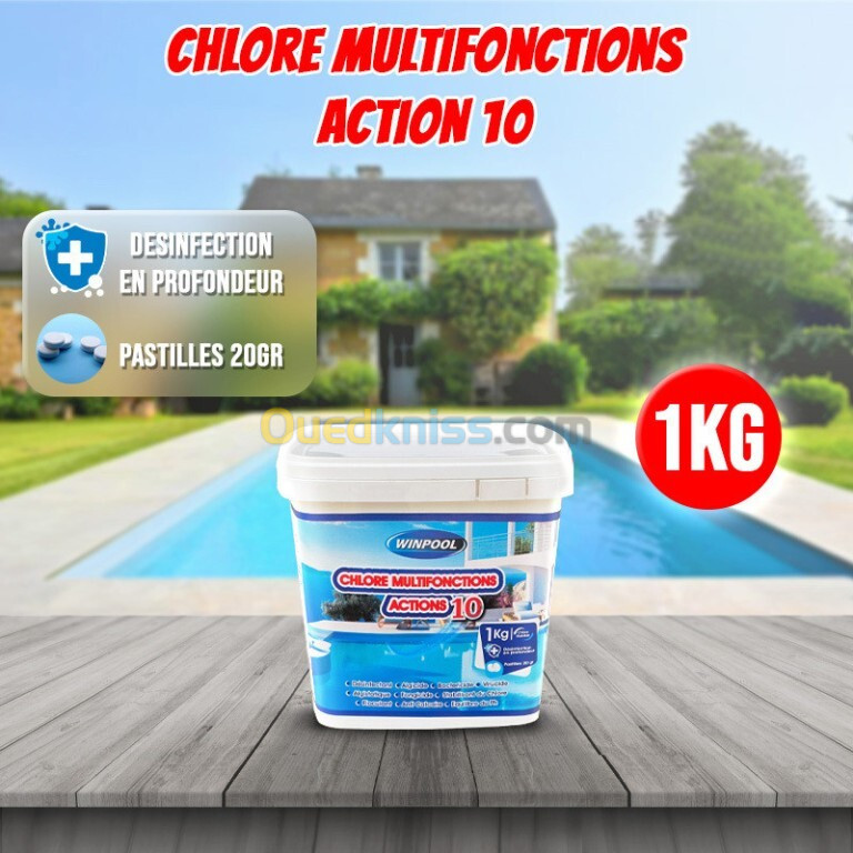 Chlore multifonctions 1kg action 10  WINPOOL