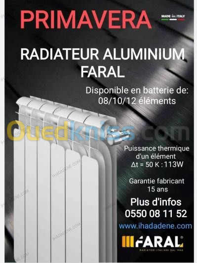 Radiateur aluminium FARAL PRIMAVERA 100% Made in Italy 