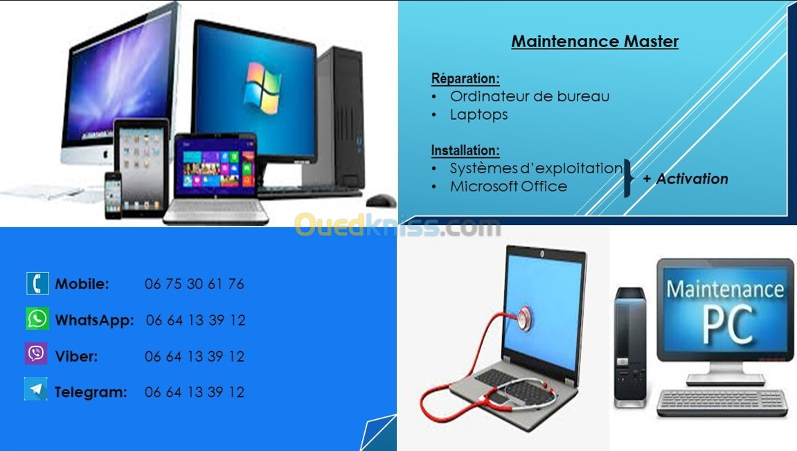 Reparation et formatage et installation windows, linux, et système IOS