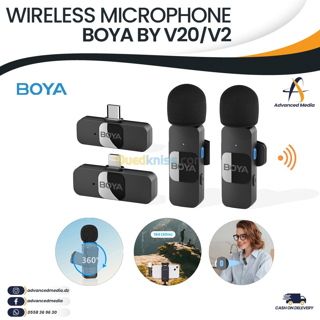 Boya BY-V20/V2 - Microphone sans fil /2.4GHz Android / Lightning