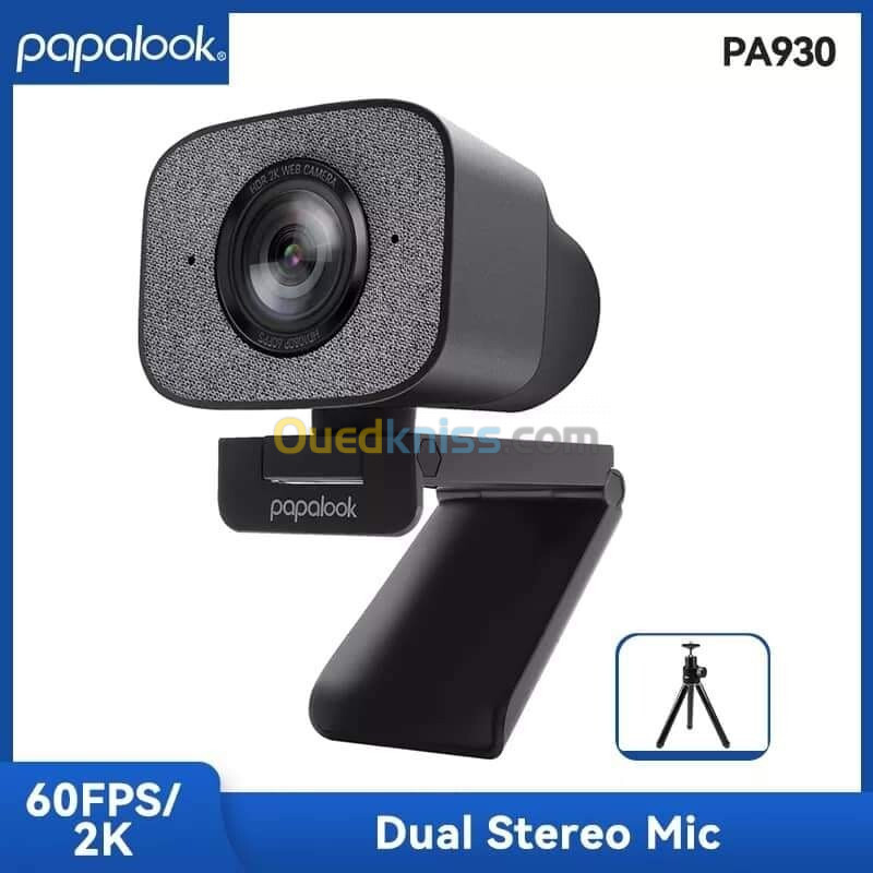  Webcam -PAPALOOK- PC 2K 60fps, Caméra Web en Streaming HDR PA930 avec double ANC stéréo