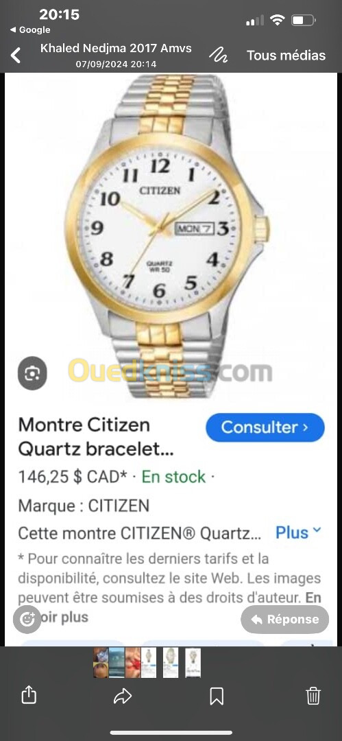 Montre citizen luxe originale inoxidable 